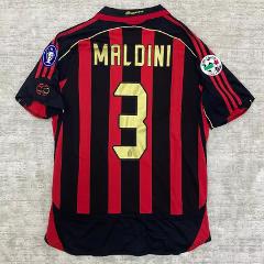 Paolo Maldini 3# AC Milan 2006-07 Home Retro Jersey  Red Black