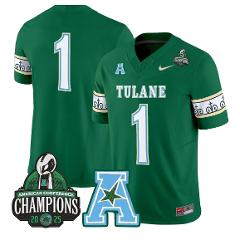 Team Jersey #1 Tulane Green Wave City Edition 2025 AAC Champio...