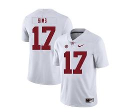 Alabama Crimson Tide #17 Cam Sims College Football Jersey White