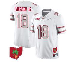 Marvin Harrison Jr Jersey #18 Football Stitched Ohio Map Patch...