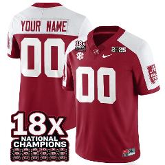 Custom Alabama Crimson Jersey 18x-Time National Football Stitc...