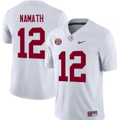 Men's Alabama Crimson Tide #12 Joe Namath White Stitched  Jersey