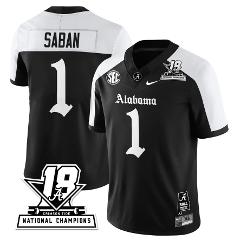 Nick Saban Jersey #1 Alabama Crimson 18x-Time National Champio...