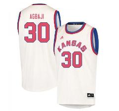 Men Kansas Jayhawks #30 Ochai Agbaji Jersey Cream Embroidery B...