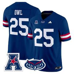 Owl Jersey #25 Florida Atlantic Owls 2025 All Stitched Blue