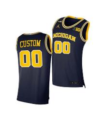 Custom Michigan Wolverines Jersey Basketball Navy BLM Jersey M...