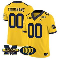 Custom Michigan Wolverines Jersey Name And Number 1000 Wins Pa...