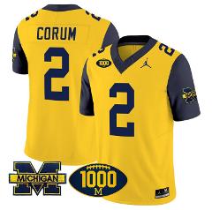 Blake Corum Jersey 2 Michigan Wolverines 1000 Wins Patch Footb...