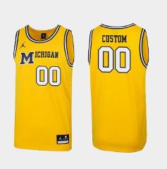 Custom Michigan Wolverines Jersey College Bask Maize Replica 1...