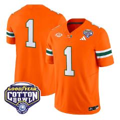 Team Jersey #1 Miami Hurricanes 2025 Cotton Bowl Patch Stitche...