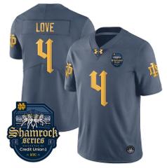Jeremiyah Love Jersey #4 With Name Notre Dame Fighting Irish 2...