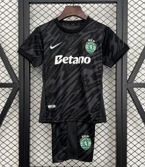 Kids 25/26 Sporting Lisbon GK Black Jersey Shirt Kit 2025 Yout...