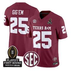 Gig'Em Jersey #25 Texas A&M Aggies 2025 Playoff First Round St...