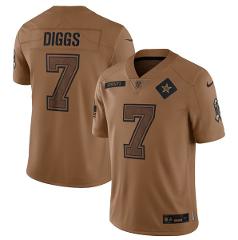 Men's Cowboys #7 Trevon Diggs 2023 Brown Salute To Service Foo...