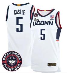 Stephon Castle Jersey #5 UConn Huskies 2024 Back To Back Champ...