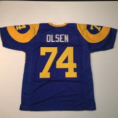 UNSIGNED CUSTOM Sewn Stitched Merlin Olsen Blue Jersey