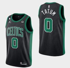 Men's Boston Celtics #0 Jayson Tatum Black No.6 Patch Basketba...