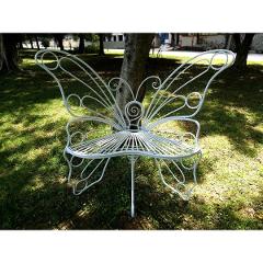 White Metal Outdoor Garden Butterfly Chair Portable Patio Yard...