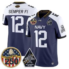 Semper Fi Jersey #12 Navy Midshipmen Jolly Rogers 250th Patch ...