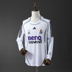 Men's Madrid 2006/07 Home Long Sleeve White Retro Jersey