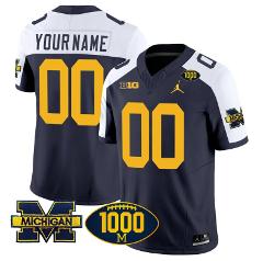 Custom Michigan Wolverines Jersey 1000 Wins Patch Vapor Limite...
