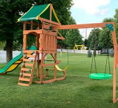 BACKYARD DISCOVERY TUCSON Cedar Wooden Swing Set Kids Outdoor ...