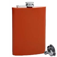 8oz Orange Painted Stainless Steel Hip Flask by Top Shelf Flasks
