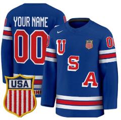 Custom Usa Olympic Jersey 2026 Name Number Premium Hockey Stit...
