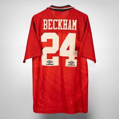 David Beckham 24 Manchester United 1994-1995 Home Retro Jersey...