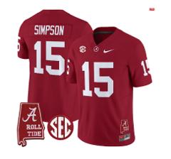 Ty Simpson Jersey #15 Alabama Crimson Throwback Alabama Map St...