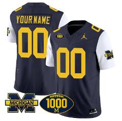 Custom Michigan Wolverines Jersey 1000 Wins Patch Vapor Footba...
