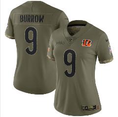Mens Joe Burrow #9 2022 Salute To Service Limited Football Jer...