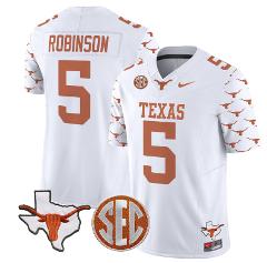 Bijan Robinson Jersey #5 Texas Longhorns State Map and Sec Foo...