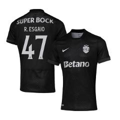 Ricardo Esgaio 47 Sporting CP 2025-26 Away Match Jersey  Black