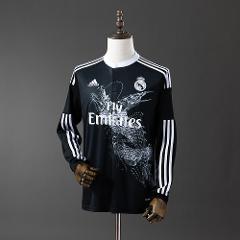 Men's Madrid 2014/15 Third Black Long Sleeve Retro Shirt Jersey