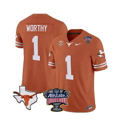Xavier Worthy Jersey #1 Texas Longhorns Sugar Bowl Patch Footb...
