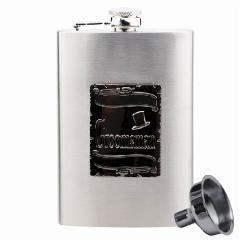 8oz Groomsman Gift Flask with Metal Emblem by Top Shelf Flasks