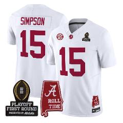 Ty Simpson Jersey #15 Alabama Crimson 2025 Playoff First Round...