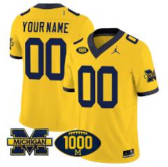 Custom Michigan Wolverines Jersey 1000 Wins Patch Vapor Colleg...