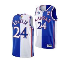 #24 K.J. Adams Jr Jersey Kansas Jayhawks College White Royal S...