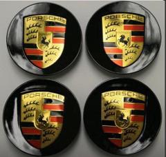 OE Black Porsche Wheel Centre Caps x4 76mm for 911, C2S, C4S, ...