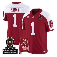 Nick Saban Jersey #1 Alabama Crimson 2025 Playoff First Round ...