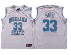 Indiana State Sycamores #33 Larry Bird White Basketball Jersey