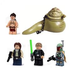 5pcs Star Wars Jabba, Leia, Han, Boba Fett & Luke Minifigures