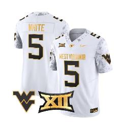 Pat White Jersey #5 West Virginia Mountaineers Gold Vapor Foot...