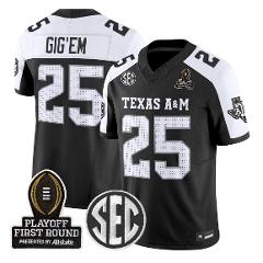 Gig'Em Jersey #25 Texas A&M Aggies 2025 Playoff First Round St...
