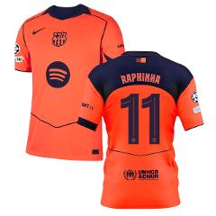 Raphinha 11 Barcelona 2025-26 Third Match Jersey  Orange