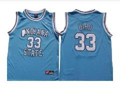 Indiana State Sycamores #33 Larry Bird Light Blue Basketball J...