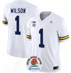 Men's Michigan Wolverines #1 Roman Wilson 2023 White Rose Bowl...