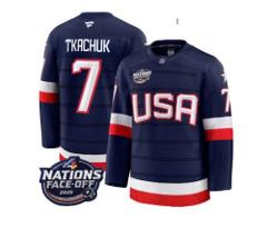 Men's Brady Tkachuk Jersey #7 USA Navy 2025 4 Nations Face-Off...